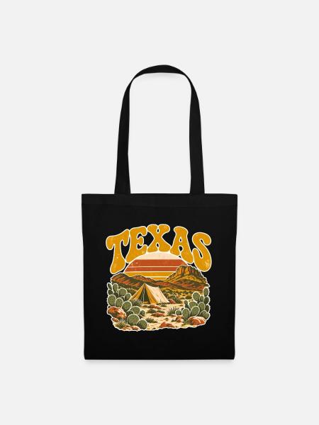 Texas Wüstensonnenuntergang Retro - Stoffbeutel - Schwarz