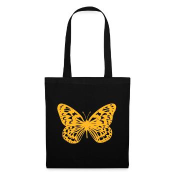 Orangener Schmetterling Silhouette - Stoffbeutel - Schwarz - Vorne