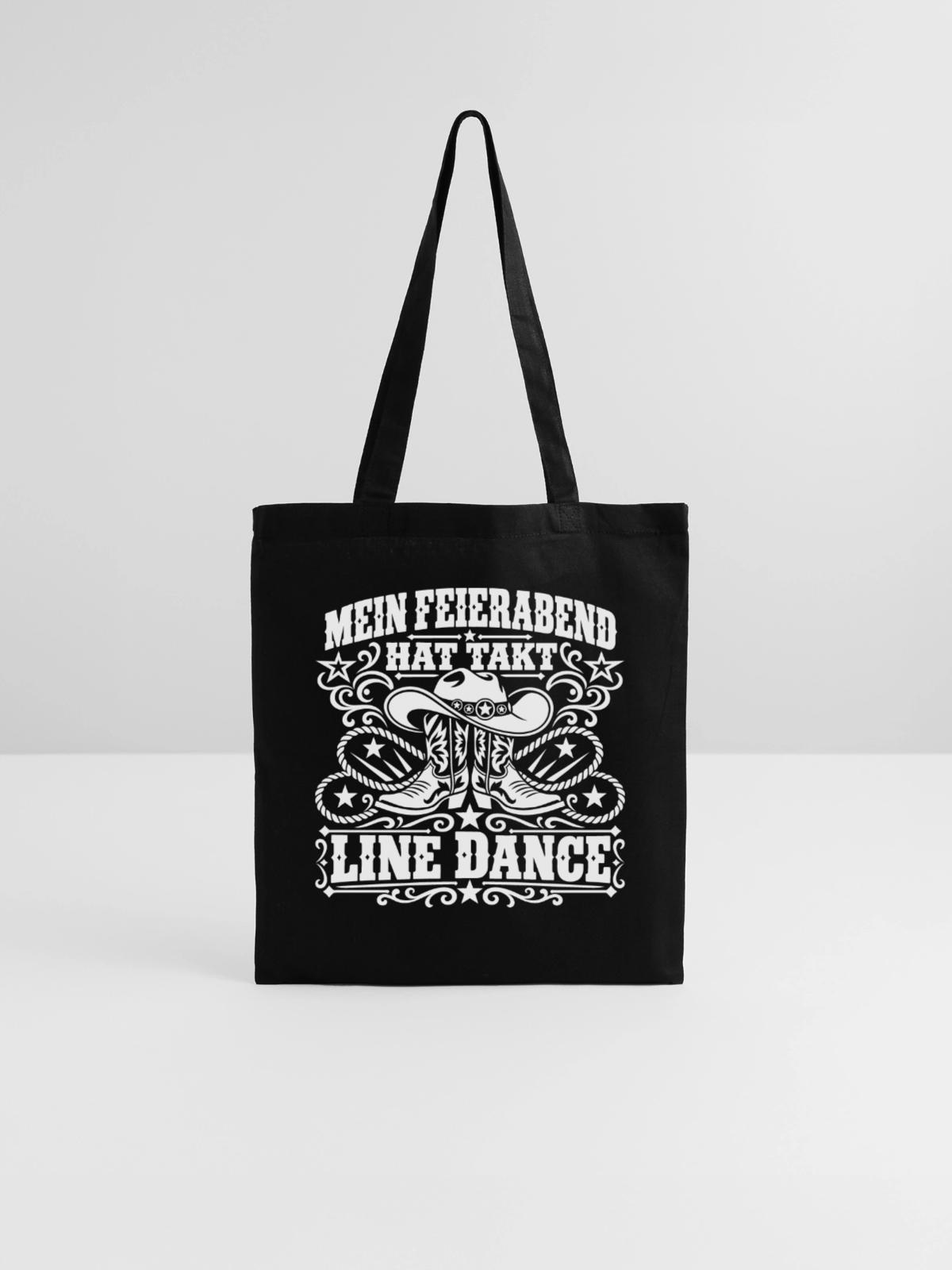 Feierabend mit Line Dance - Stoffbeutel - Schwarz - Vorne