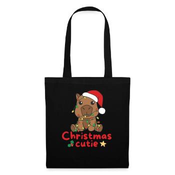 Capybara Weihnachten Capybaras Christmas Cutie - Stoffbeutel - Schwarz - Vorne