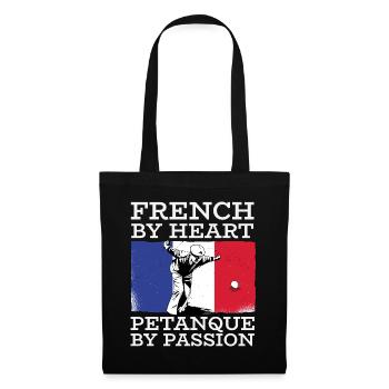 French By Heart, Petanque By Passion – Boule - Stoffbeutel - Schwarz - Vorne