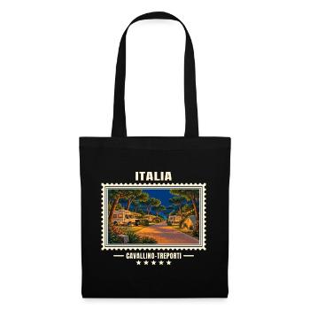 Italien Cavallino Sommernacht Camping Vintage - Stoffbeutel - Schwarz - Vorne
