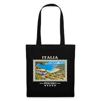 Italien Peschici Camping Vintage Reisemarke - Stoffbeutel - Schwarz - Vorne