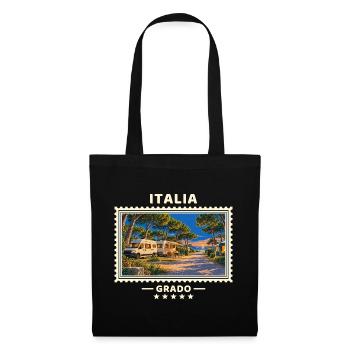Italien Grado Europa Camping Vintage Reisemarke - Stoffbeutel - Schwarz - Vorne