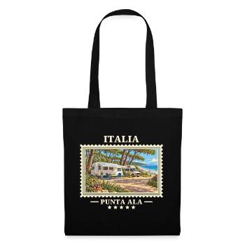 Italien Punta Ala Camping Vintage Reisemarke - Stoffbeutel - Schwarz - Vorne