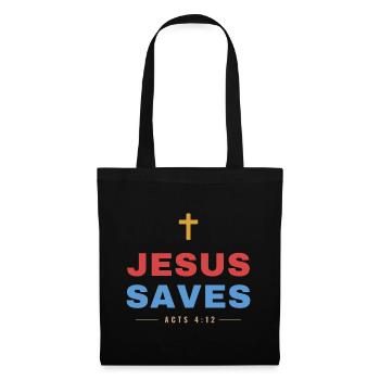 Jesus Saves – Acts 4:12 Christian - Stoffbeutel - Schwarz - Vorne
