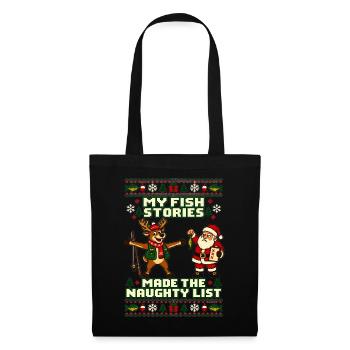 Weihnachten Angler Rentier Humor - Stoffbeutel - Schwarz - Vorne