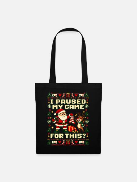 Weihnachten Gamer Weihnachtsmann - Stoffbeutel - Schwarz