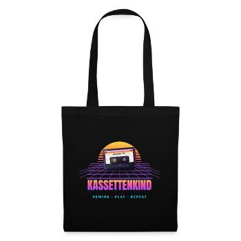 Kassettenkind - Retro 80er Synthwave Kassette - Stoffbeutel - Schwarz - Vorne