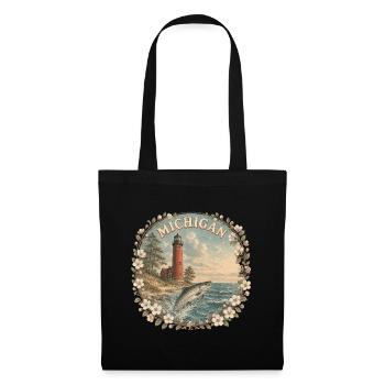 Michigan – Great Lakes USA State Vintage Art - Stoffbeutel - Schwarz - Vorne