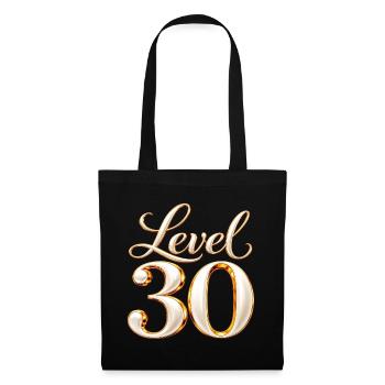 Level 30 Goldschrift Geburtstag - Stoffbeutel - Schwarz - Vorne