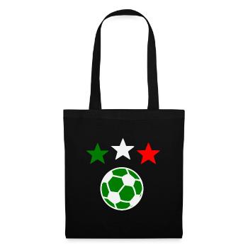 Fußball in Italien-Farben mit drei Sternen - Stoffbeutel - Schwarz - Vorne