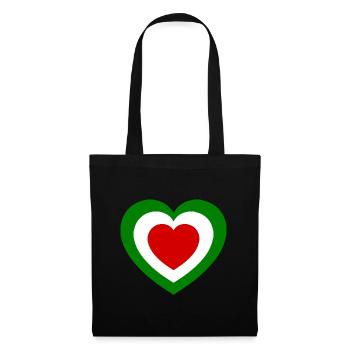 Herz in Italien-Farben – Italia Fan Design - Stoffbeutel - Schwarz - Vorne