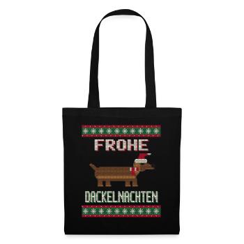 Frohe Dackelnachten - Stoffbeutel - Schwarz - Vorne