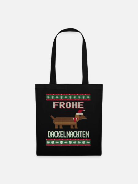 Frohe Dackelnachten - Stoffbeutel - Schwarz