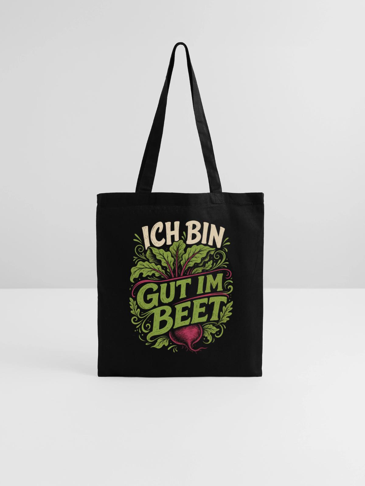 Ich bin gut im Beet Gärtner - Stoffbeutel - Schwarz - Vorne