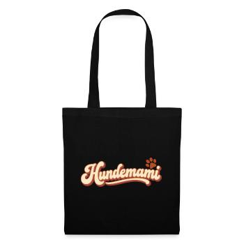 Hundemami – Retro Schriftzug mit Pfote - Stoffbeutel - Schwarz - Vorne
