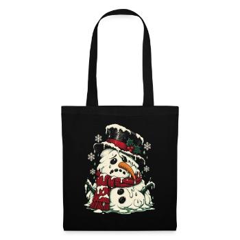 Schmelzender Schneemann im Winterschal - Stoffbeutel - Schwarz - Vorne