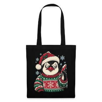 Grumpy Penguin Weihnachtspullover - Stoffbeutel - Schwarz - Vorne