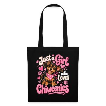 Just a Girl Loves Chihuahuas - Stoffbeutel - Schwarz - Vorne