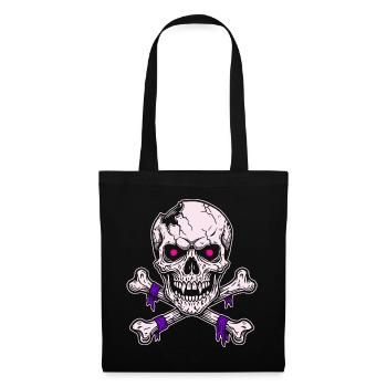 Schädelkreuz Neonlila Piraten Skull - Stoffbeutel - Schwarz - Vorne