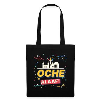 Oche Alaaf Retro Aachen Karneval Skyline Konfetti - Stoffbeutel - Schwarz - Vorne