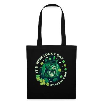 Glückskatze zum St. Patrick's Day - Stoffbeutel - Schwarz - Vorne