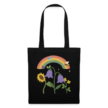 Blumen floral Natur Zeichnung Blumenliebhaber - Stoffbeutel - Schwarz - Vorne