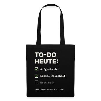 todo-heute - Stoffbeutel - Schwarz - Vorne