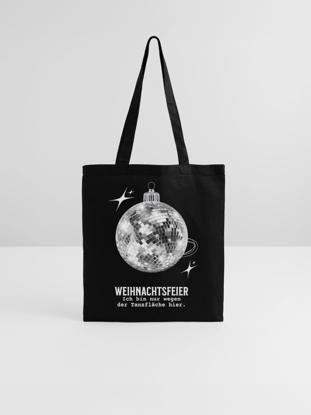 Weihnachtsfeier Discokugel Tanzen Discofox Party - Stoffbeutel - Schwarz - Vorne