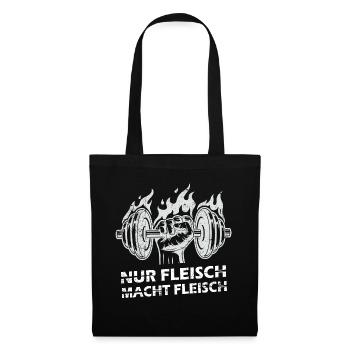 Nur Fleisch macht Fleisch Bodybuilding Gym Fitness - Stoffbeutel - Schwarz - Vorne