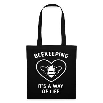 Bienenhaltung: Herz als Lebensweg - Stoffbeutel - Schwarz - Vorne