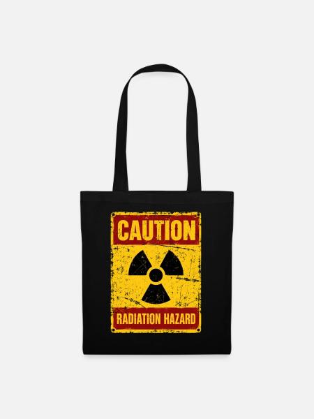 Strahlenwarnschild Radioaktiv - Nuklear - Caution - Stoffbeutel - Schwarz