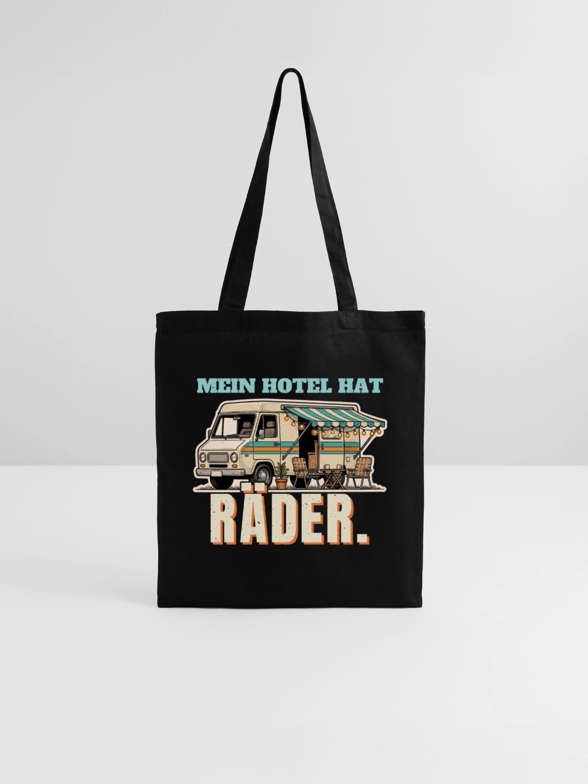 Campervan - Hotel mit Rädern - Stoffbeutel - Schwarz - Vorne