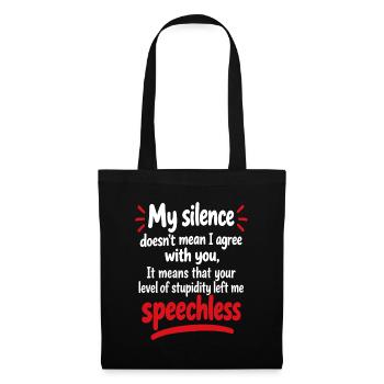 Sprachloser Comeback-Tee - Stoffbeutel - Schwarz - Vorne