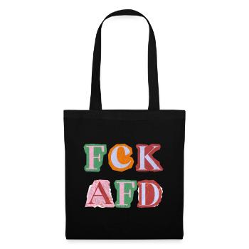 FCK AFD ERPRESSERBRIEF BUCHSTABEN, FCK NZS, NO NZS - Stoffbeutel - Schwarz - Vorne