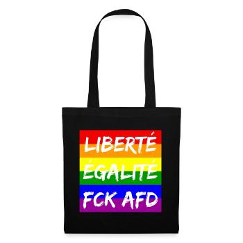 LIBERTÉ ÉGALITÉ FCK AFD REGENBOGEN FCK NZS, NO NZS - Stoffbeutel - Schwarz - Vorne