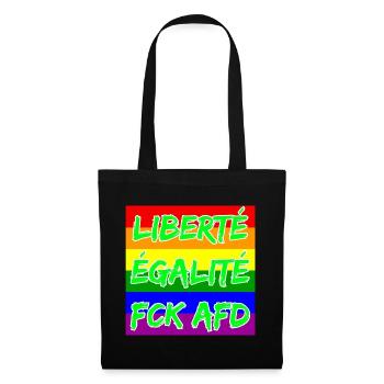 LIBERTÉ ÉGALITÉ FCK AFD REGENBOGEN FCK NZS, NO NZS - Stoffbeutel - Schwarz - Vorne