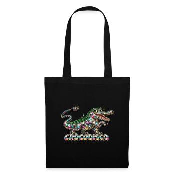 Crocodisco – Mehrfarbiges facettiertes Disco-Krokodil - Stoffbeutel - Schwarz - Vorne
