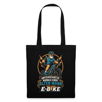 E-Bike Spruch alter Mann Geschenk - Stoffbeutel - Schwarz - Vorne