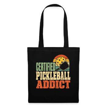 Zertifizierter Pickleball-Süchtiger Retro - Stoffbeutel - Schwarz - Vorne