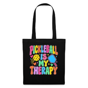 Pickleball ist meine Therapie, groovy - Stoffbeutel - Schwarz - Vorne