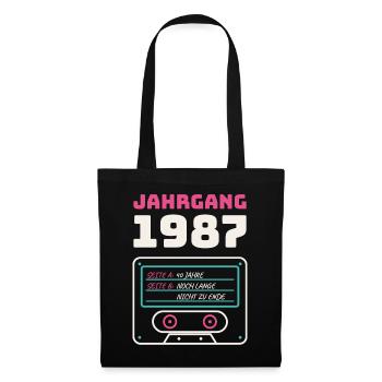 Jahrgang 1987 Kassette - Stoffbeutel - Schwarz - Vorne