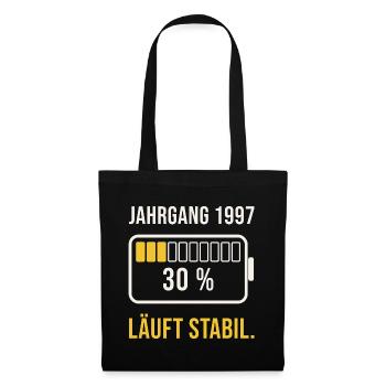 Jahrgang 1997 Akku - Stoffbeutel - Schwarz - Vorne