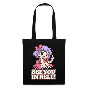 See You in Hell – Kawaii Mittelfinger - Stoffbeutel - Schwarz - Vorne