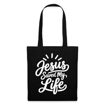 Jesus hat mein Leben gerettet, Christ - Stoffbeutel - Schwarz - Vorne