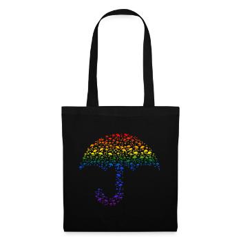 Regenschirm Silhouette Regenbogen - Stoffbeutel - Schwarz - Vorne