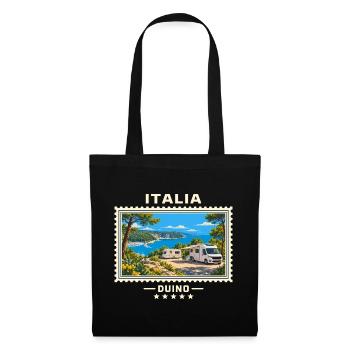 Italien Duino Camping Vintage Reisemarke - Stoffbeutel - Schwarz - Vorne