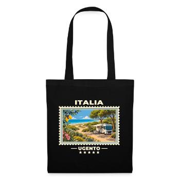 Italien Ugento Camping Vintage Reisemarke - Stoffbeutel - Schwarz - Vorne