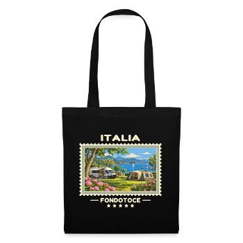 Italien Fondotoce Camping Vintage Reisemarke - Stoffbeutel - Schwarz - Vorne